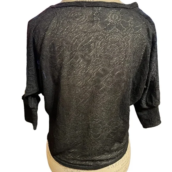 American Rag Black Sheer Lace Blouse - Picture 5 of 7